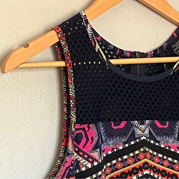 Fire Los Angeles Juniors Navy Blue Lace Sleeveless Skater Dress Size M Medium - Picture 2 of 10